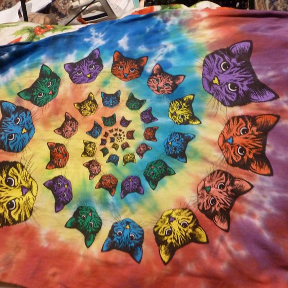 cute - Attention CAT LOVERS - Nice Tie Die Sleeveless Tee size M-L - Picture 3 of 11